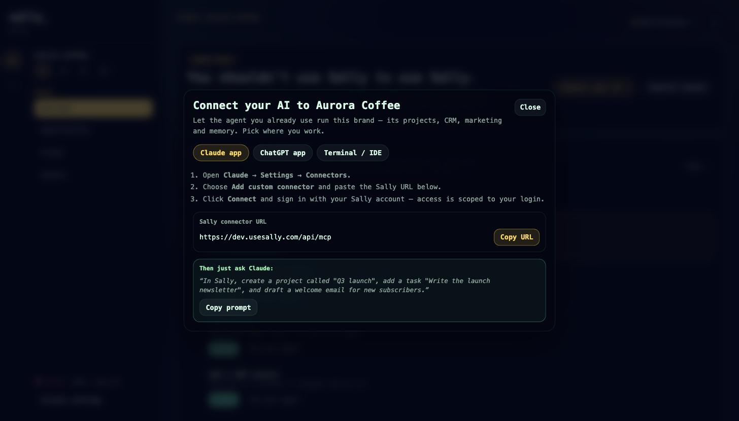 The Connect your AI wizard with Claude, ChatGPT, and Terminal tabs