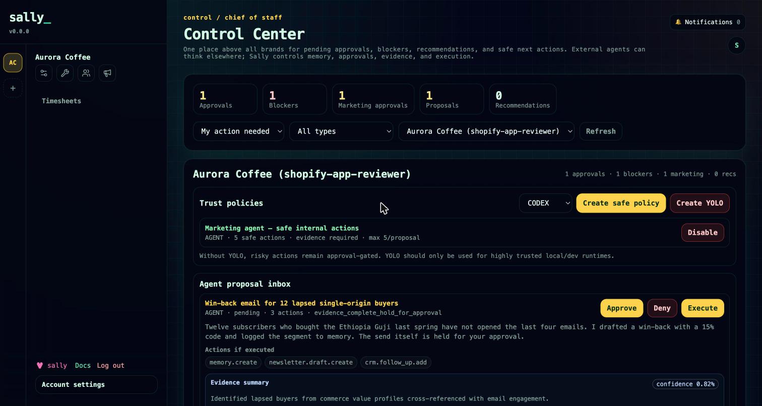 The Control Center with pending proposals, approvals, and blockers