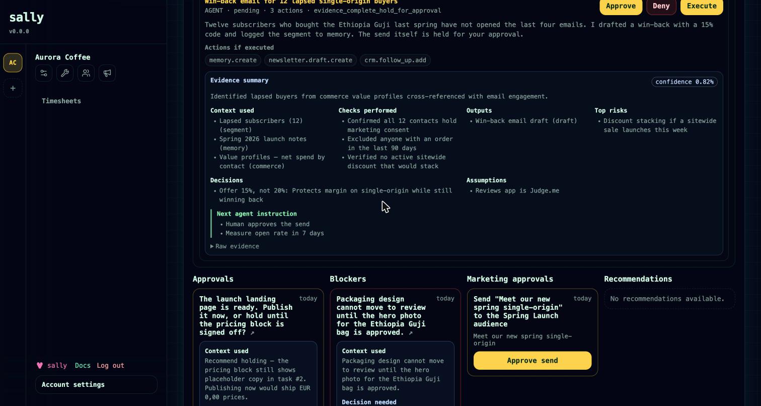 The Control Center with a pending proposal, its actions, and evidence