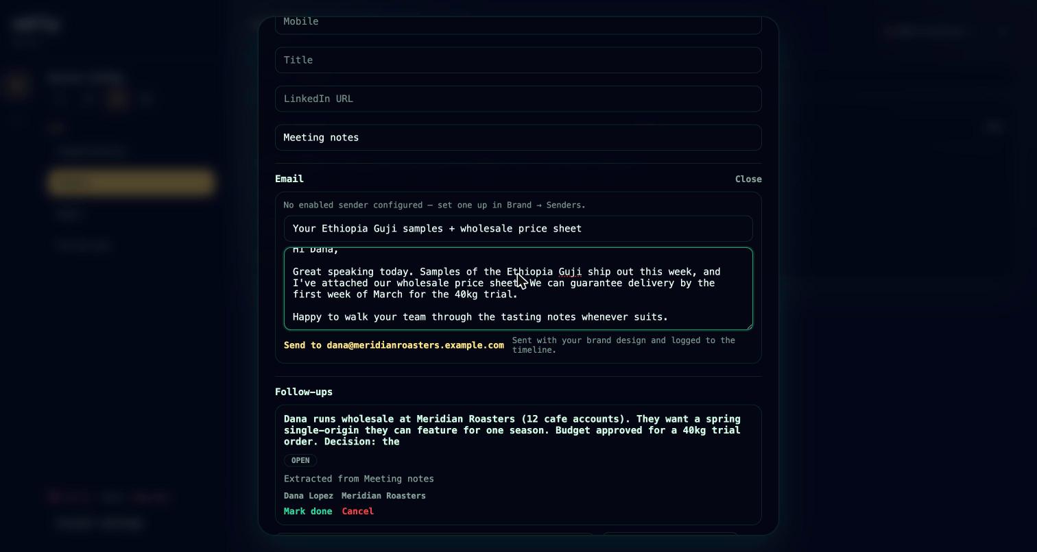 Composing a 1:1 email from a person record