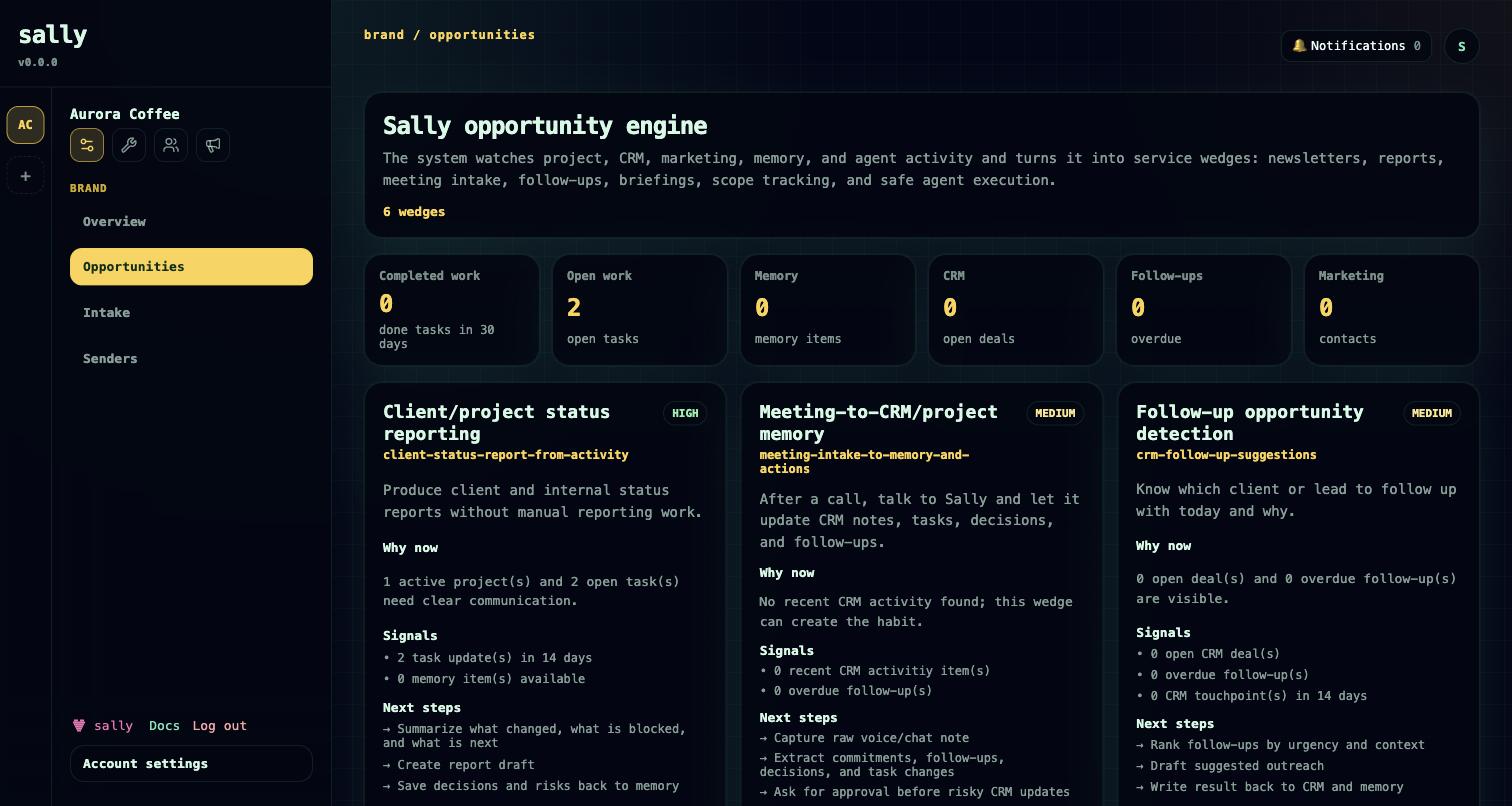 The Opportunities view with ranked service wedges and priorities