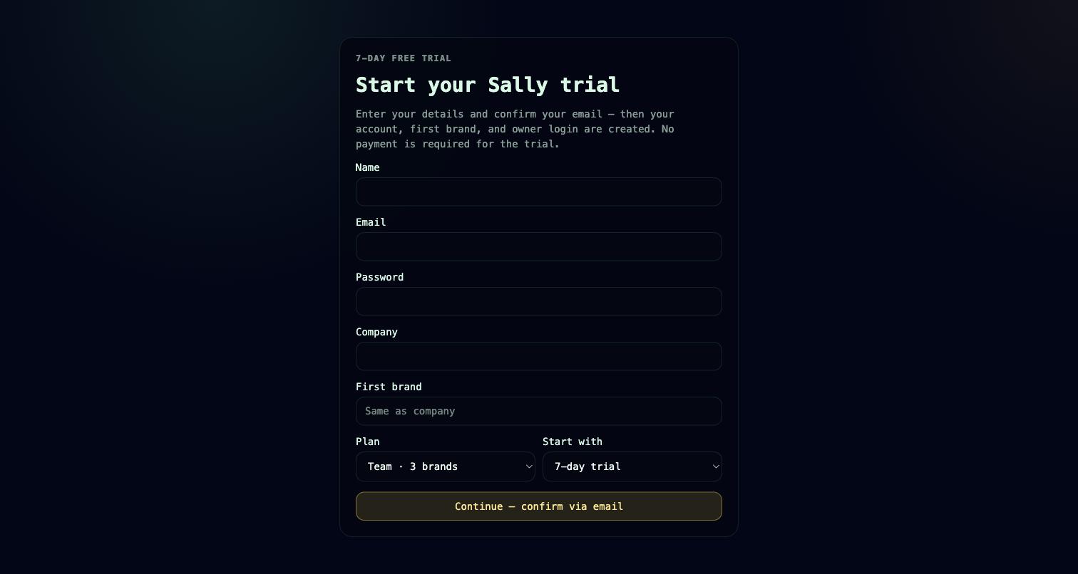 The two-phase signup form with plan picker
